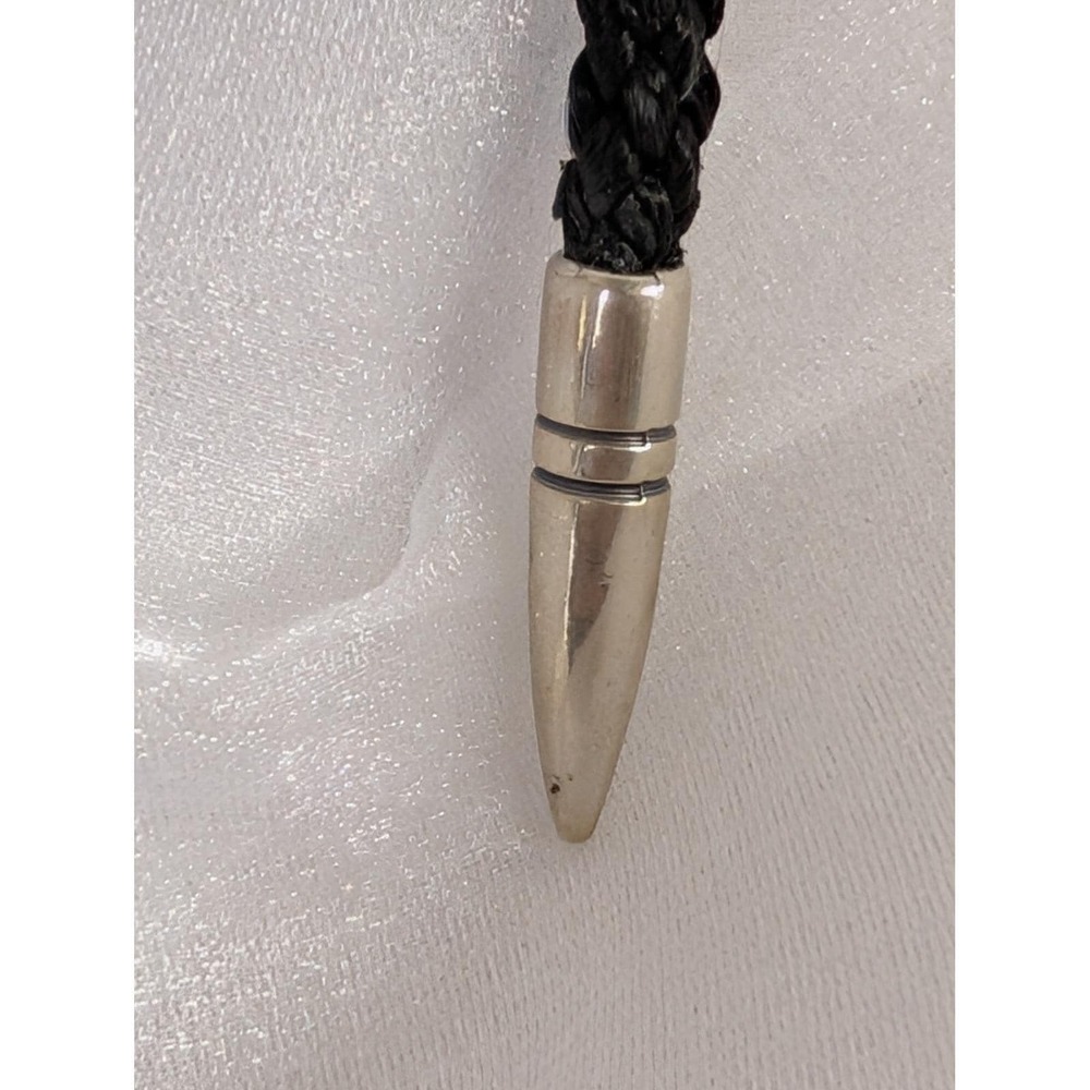 Signed Viking Norse 830 Silver Black Braided Leather Cord Bolo Tie‎ - Picture 11 of 11